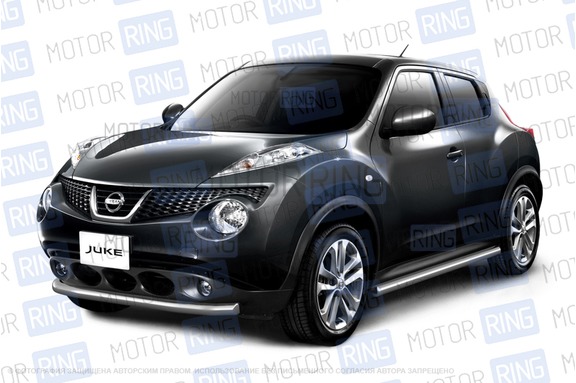 Защита порогов из нержавеющей стали прямая ПТ O51 мм (НПС) для Nissan Juke 4х4