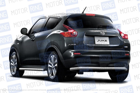Защита заднего бампера из нержавеющей стали ПТ O51 мм (НПС) для Nissan Juke 4х4