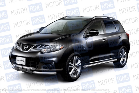 Защита порогов из нержавеющей стали прямая ПТ O63 мм (НПС) для Nissan Murano