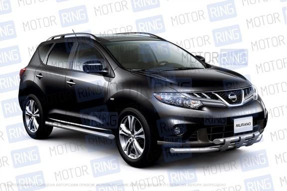 Защита порогов из нержавеющей стали прямая ПТ O63 мм (НПС) для Nissan Murano