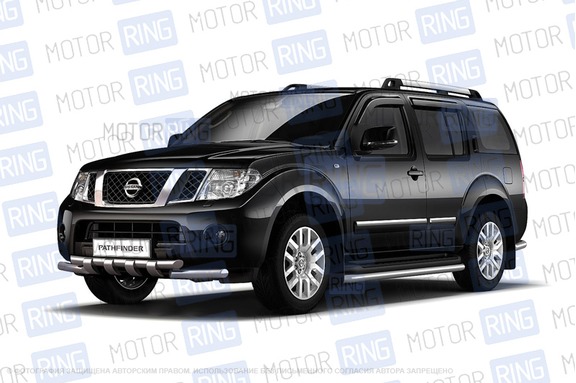 Защита порогов из нержавеющей стали окантовка ПТ O51 мм (НПС) для NISSAN Pathfinder 2010-2013 г.в.