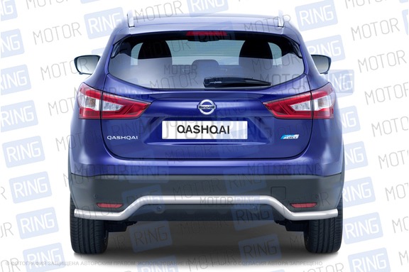 Защита заднего бампера из нержавеющей стали ПТ Волна O63мм (НПС) для NISSAN QASHQAI 2014 г.в.