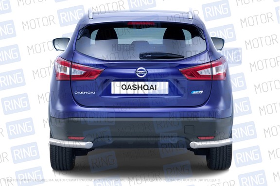 Защита заднего бампера PT Group угловая 63мм из нержавеющей стали для Nissan Qashqai 2014 г.в.