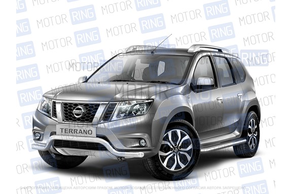 Защита переднего бампера PT Group Волна 63мм из нержавеющей стали для Nissan Terrano 2014 г.в.
