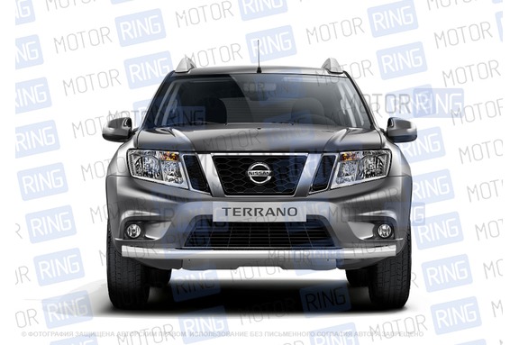 Защита переднего бампера PT Group одинарная 63мм из нержавеющей стали для Nissan Terrano с 2014 г.в.