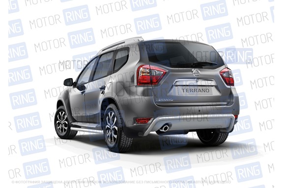Защита заднего бампера PT Group 51мм из нержавеющей стали для Nissan Terrano с 2014 г.в.