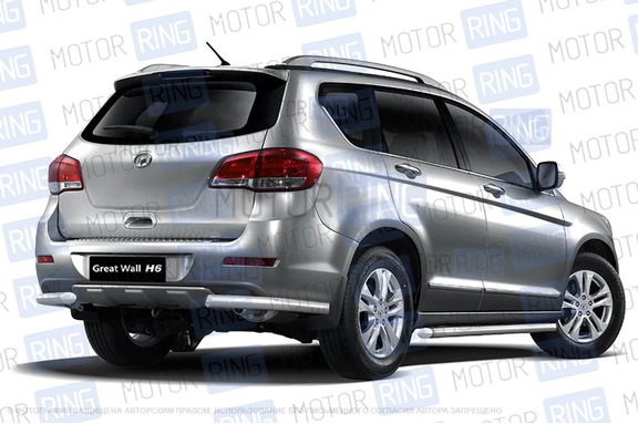 Защита заднего бампера PT Group угловая 63мм из нержавеющей стали для Great Wall Hover H6 2013 года