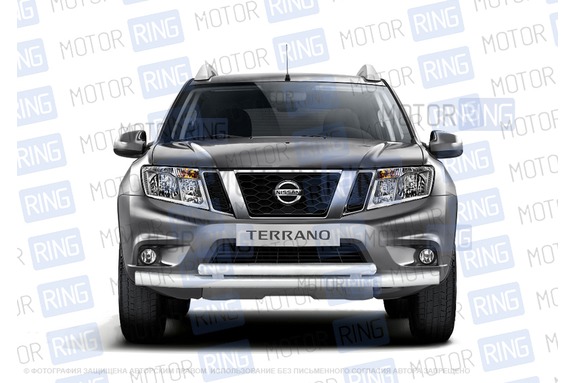 Защита переднего бампера PT Group двойная (51, 63мм) для Nissan Terrano 2014 года