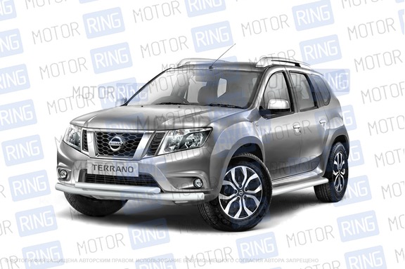 Защита переднего бампера PT Group двойная (51, 63мм) для Nissan Terrano 2014 года