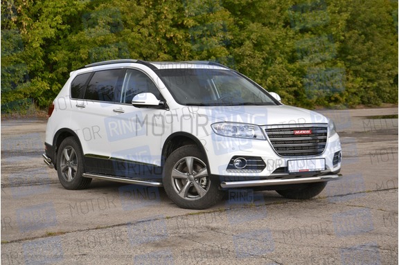 Защита переднего бампера PT Group одинарная 63мм из нержавеющей стали для Haval H6