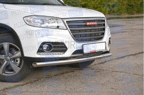 Защита переднего бампера PT Group одинарная 63мм из нержавеющей стали для Haval H6