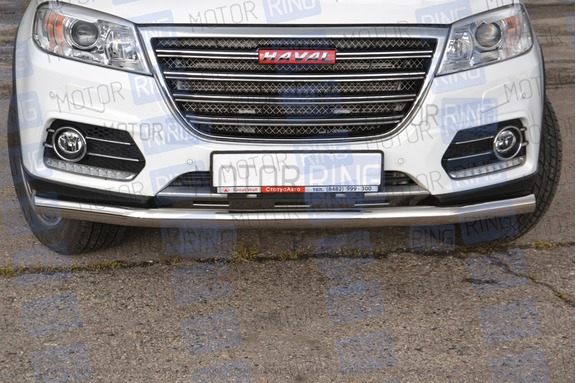 Защита переднего бампера PT Group одинарная 63мм из нержавеющей стали для Haval H6