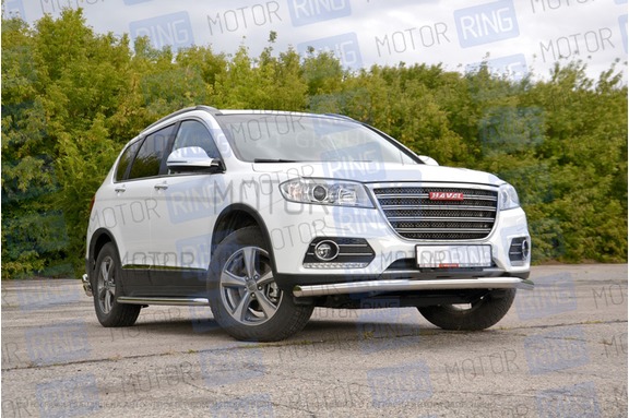 Защита переднего бампера PT Group одинарная 63мм из нержавеющей стали для Haval H6