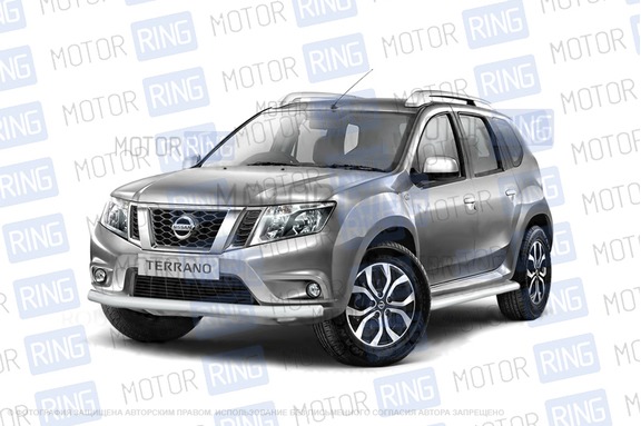 Защита порогов PT Group 51мм с алюминиевой площадкой для Nissan Terrano 2014