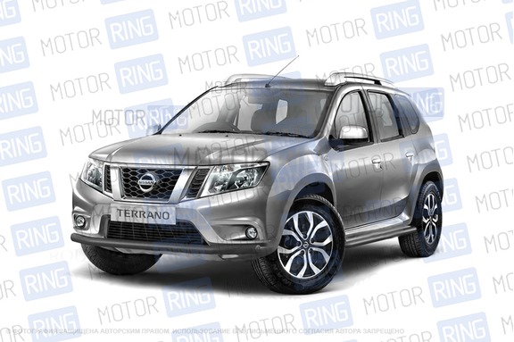 Защита порогов PT Group 51мм с алюминиевой площадкой для Nissan Terrano 2014
