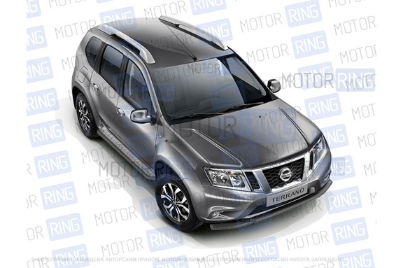 Защита порогов PT Group Эстонец 51мм с алюминиевой площадкой для Nissan Terrano 2014