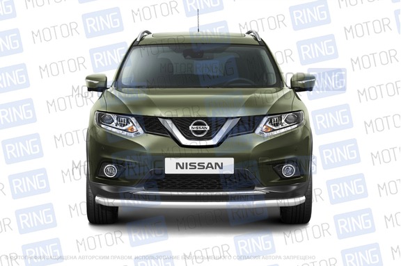 Защита переднего бампера PT Group одинарная 63мм из нержавеющей стали для Nissan X-Trail с 2015 г.в.