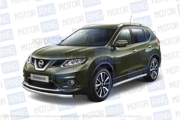 Защита переднего бампера PT Group одинарная 63мм из нержавеющей стали для Nissan X-Trail с 2015 г.в.