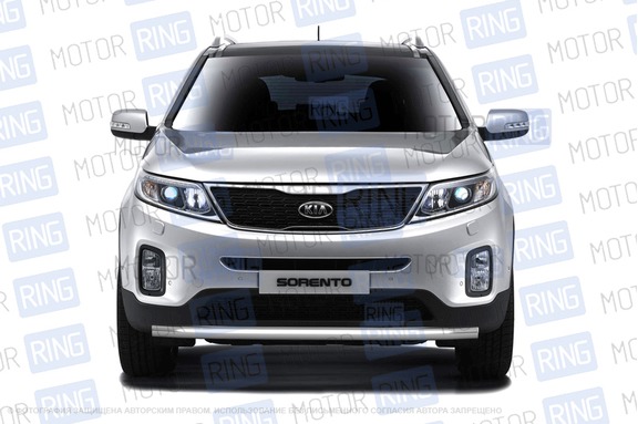 Защита переднего бампера PT Group одинарная 63мм из нержавеющей стали для KIA Sorento 2014-2020 г.в.