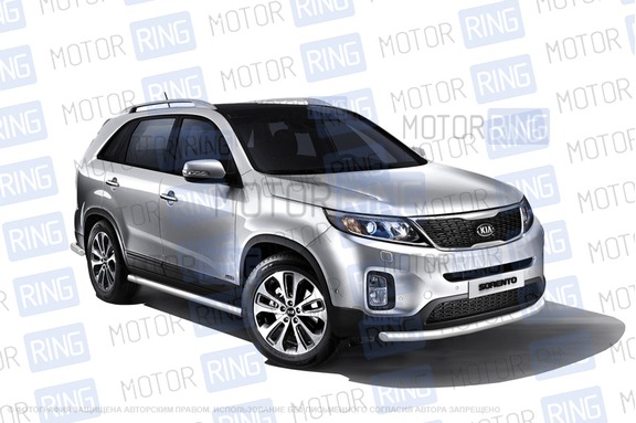 Защита переднего бампера PT Group одинарная 63мм из нержавеющей стали для KIA Sorento 2014-2020 г.в.