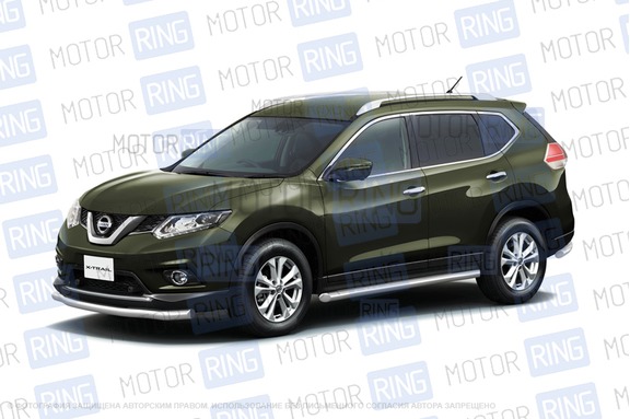 Защита порогов PT Group вогнутая 63мм из нержавеющей стали для Nissan X-Trail с 2015 г.в.