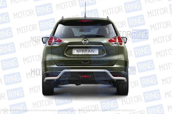 Защита заднего бампера из нержавеющей стали ПТ Волна O51мм (НПС) для NISSAN X-TRAIL 2015 г.в.