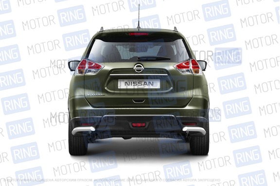 Защита заднего бампера PT Group угловая 63мм из нержавеющей стали для Nissan X-Trail с 2015 г.в.