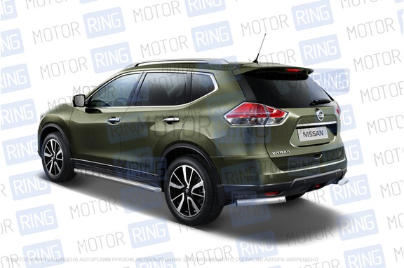 Защита заднего бампера PT Group угловая 63мм из нержавеющей стали для Nissan X-Trail с 2015 г.в.