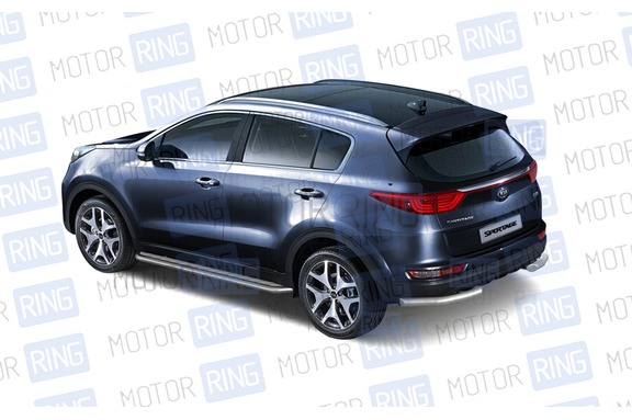 Защита порогов PT Group 51мм из нержавеющей стали с алюминиевой площадкой для KIA Sportage с 2016 г.в.