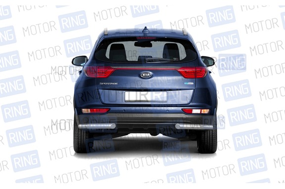 Защита заднего бампера PT Group угловая 63мм из нержавеющей стали для KIA Sportage с 2016 г.в.