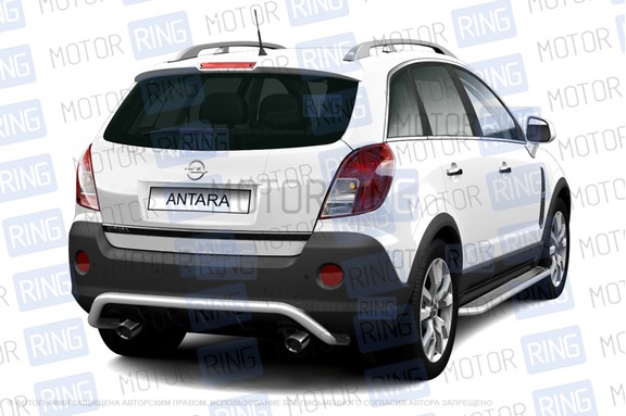 Защита заднего бампера из нержавеющей стали ПТ O51мм (НПС) для OPEL ANTARA 2011 г.в.