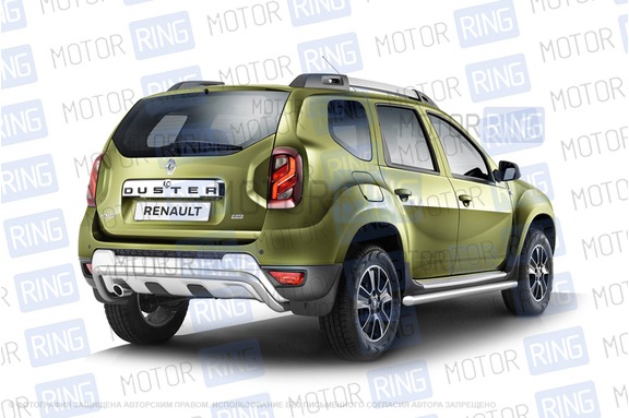 Защита порогов PT Group вогнутая 63мм из нержавеющей стали для Renault Duster с 2016 г.в., Nissan Terrano с 2014 г.в.