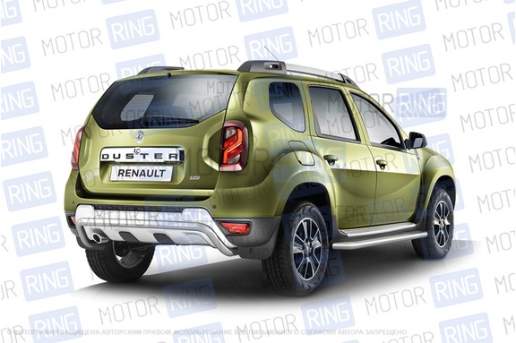 Защита порогов PT Group 51мм из нержавеющей стали с алюминиевой площадкой для Renault Duster с 2012 г.в.
