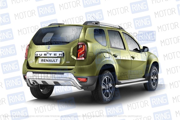 Защита заднего бампера PT Group 51мм из нержавеющей стали для Renault Duster 2012-2021 г.в., Nissan Terrano с 2014 г.в.
