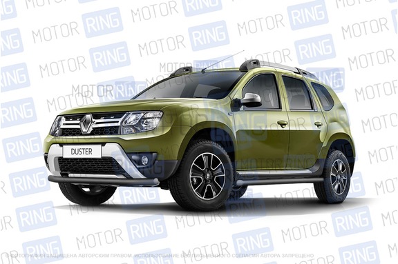 Защита порогов PT Group вогнутая 63мм серебристая (Искра) для Renault Duster 2012-2020 г.в., Nissan Terrano с 2014 г.в.