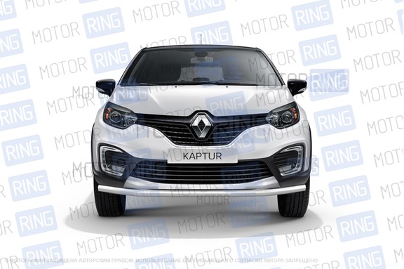 Защита переднего бампера PT Group одинарная 63мм из нержавеющей стали для Renault Kaptur с 2016 г.в.