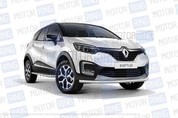 Защита переднего бампера PT Group одинарная 63мм из нержавеющей стали для Renault Kaptur с 2016 г.в.