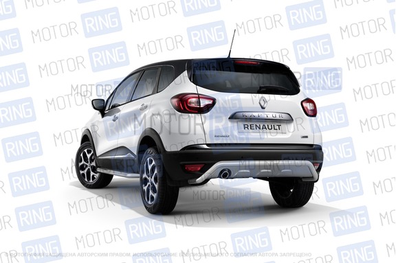 Защита заднего бампера PT Group Волна 51мм из нержавеющей стали для Renault Kaptur с 2016 г.в.
