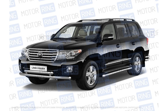 Защита порогов PT Group окантовка 51мм из нержавеющей стали для Toyota Land Cruiser 200 с 2014 г.в.