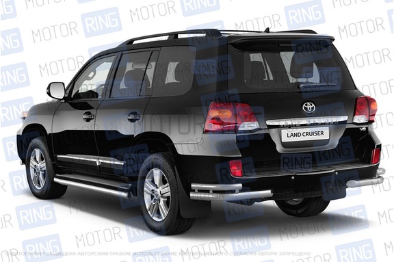 Защита порогов PT Group окантовка 51мм из нержавеющей стали для Toyota Land Cruiser 200 с 2014 г.в.