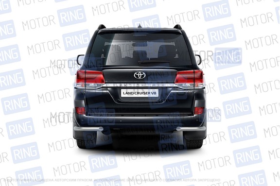 Защита заднего бампера PT Group угловая 63мм из нержавеющей стали для Toyota Land Cruiser 200 с 2016 г.в.