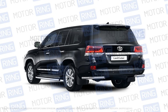 Защита заднего бампера PT Group угловая 63мм из нержавеющей стали для Toyota Land Cruiser 200 с 2016 г.в.