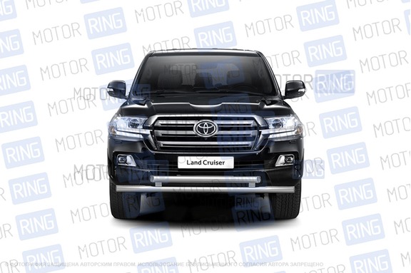 Защита переднего бампера PT Group одинарная 63мм из нержавеющей стали для Toyota Land Cruiser 200 с 2014 г.в.