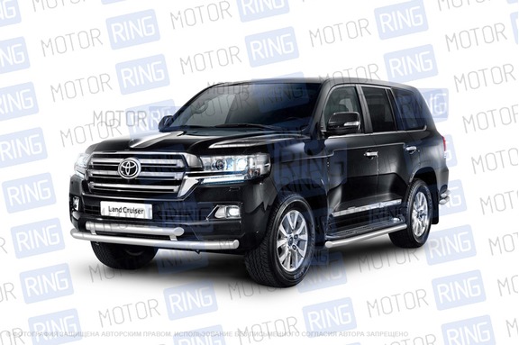 Защита переднего бампера PT Group одинарная 63мм из нержавеющей стали для Toyota Land Cruiser 200 с 2014 г.в.