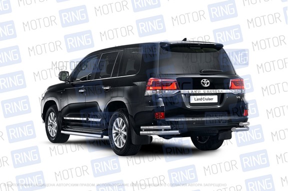 Защита порогов PT Group окантовка 63мм из нержавеющей стали для Toyota Land Cruiser 200 с 2014 г.в.