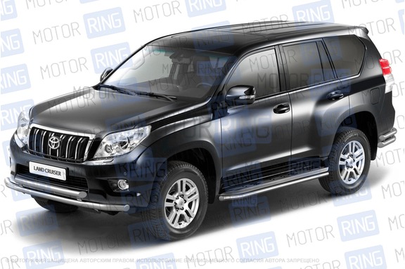 Защита порогов окантовка из нержавеющей стали ПТ O51мм (НПС) для TOYOTA LAND CRUISER PRADO 150 2013 г.в.