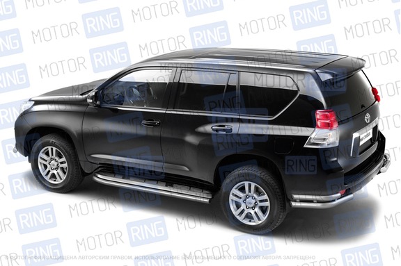Защита порогов окантовка из нержавеющей стали ПТ O51мм (НПС) для TOYOTA LAND CRUISER PRADO 150 2013 г.в.
