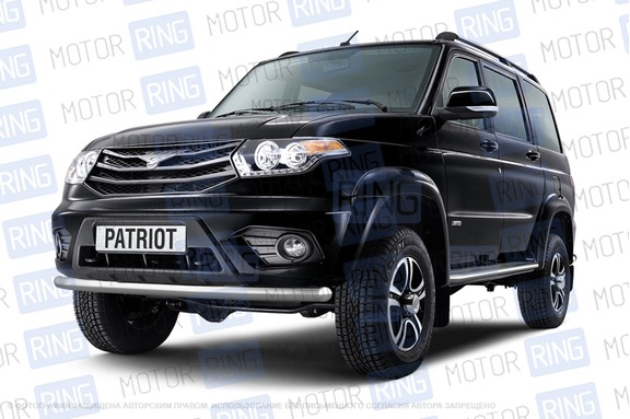 Защита переднего бампера PT Group одинарная 63мм из нержавеющей стали для УАЗ Патриот с 2014 г.в.