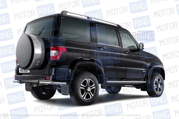 Защита заднего бампера PT Group угловая 63мм из нержавеющей стали для УАЗ Патриот с 2014 г.в.