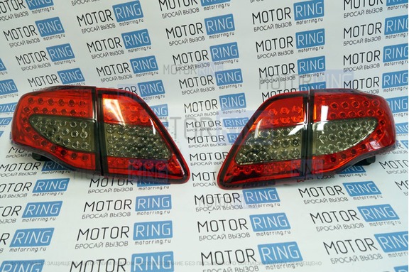 Светодиодные задние тюнинг фонари красные тонированные на Toyota Corolla 2007-2009 г.в.